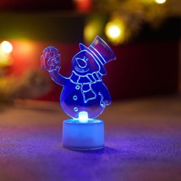 501-054 Neon-Night | Фигура светодиодная "Снеговик с подарком 2D" 1LED RGB 1.5Вт IP20 на подставке элементы питания 3хAG13(LR44) (в компл.)