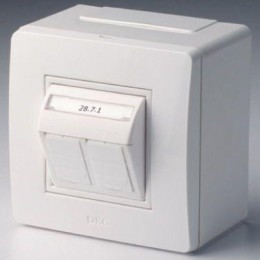 10656 DKC | Коробка PDD-N60 с 2 розетками Brava RJ45 кат.5E (телефон/компьютер) бел.