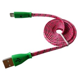 18-4258 Rexant | Кабель USB-Lightning для iPhone/nylon/flat/pink/1m/Rexant /светящиеся разъемы