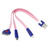 18-4251 Rexant | Кабель USB Lightning/30pin/micro USB/PVC/flat/pink/0.15m 3 в 1