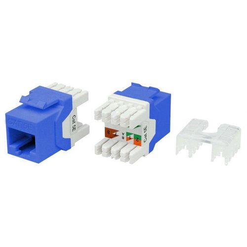 432633 Hyperline | Вставка Keystone Jack RJ45 (8P8C) кат.5E 180град. KJ8-8P8C-C5e-180-BL син.