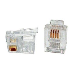 49379 Hyperline | Разъем PLUG-6P4C-P-C2-100 телеф. RJ12 (6P4C) (3/3микродюйма)