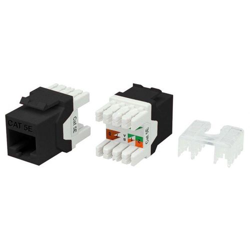 432632 Hyperline | Вставка Keystone Jack RJ45 (8P8C) кат.5E 180град. KJ8-8P8C-C5e-180-BK черн.