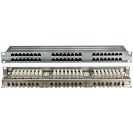 420641 Hyperline | Патч-панель 19дюйм 1U кат.5E полн. экранир. 48 портов RJ45 Dual IDC PPHD-19-48-8P8C-C5E-SH-110D высок. плотности