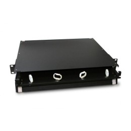 47739 Hyperline | Патч-панель FO-19BX-1U-D1-3хSLT-W120H32-EMP универс. пустой корпус 1U; 1 выдвиж. лоток (drawer 1U) 3 слота 3х1 вмещает 3 FPM панели с адаптер. или 3 CSS оптич. кассеты 120х32мм
