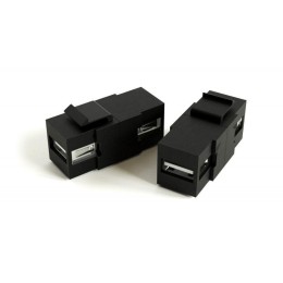 251214 Hyperline | Вставка KJ1-USB-A2-BK формата Keystone Jack с прох. адапт. USB 2.0 (Type A) ROHS черн.