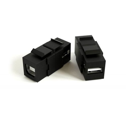 251215 Hyperline | Вставка KJ1-USB-A-B2-BK формата Keystone Jack с прох. адапт. USB 2.0 (Type A-B) ROHS черн.