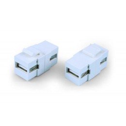247122 Hyperline | Вставка KJ1-USB-A2-WH формата Keystone Jack с прох. адапт. USB 2.0 (Type A) ROHS бел.