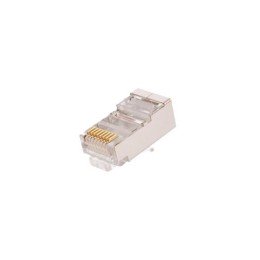 EC-UP8P8C-SD-003-TR-100 NETLAN | Коннектор RJ45 (8P8C) под витую пару кат.5E (класс D) экранир. 100МГц покрытие 3мкд универс. ножи для проводников 0.47-0.51мм (уп.100шт)