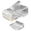 49364 Hyperline | Разъем PLUG-8P8C-UV-C6-100 RJ45(8P8C) под витую пару кат.6 (50 µ"/ 50 мкр. дюйм) универс. (для ож и мж кабеля) со вставкой (уп.100шт)