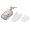 230131 Hyperline | Разъем PLUG-8P8C-UV-C6A-SH-50; RJ45(8P8C) под витую пару 10Gb кат. 6A (50 µ"/ 50 микродюймов) экран. универс. для ож и мж кабеля со вставкой (уп.50шт)