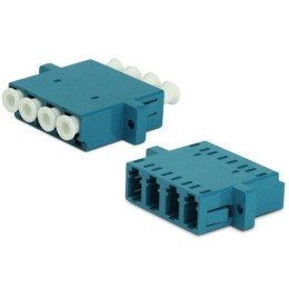 244005 Hyperline | Адаптер проходной оптический FA-P11Z-QLC/QLC-N/WH-BL LC/UPC-LC/UPC SM quadro 4 волок. корпус пласт. син.; бел. колпачки
