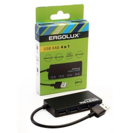 15109 Ergolux | Разветвитель USB ELX-SLP01-C02 4USB 2А коробка черн.