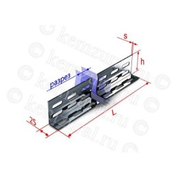 123 000625 14 КЭМЗ | Разделитель для лотка H=60мм L2000 сталь 1.5мм УТ1.5 КЭМЗ 123