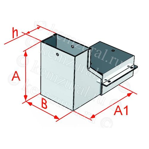 385 100503 59 КЭМЗ | Короб угловой вверх на 90град. 1мм СУВ100х50 цУТ1.5 гор. оцинк. КЭМЗ 385
