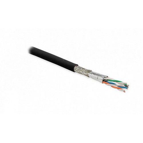 444464 Hyperline | Кабель витая пара экранир. S/FTP кат.7 4 пары 23 AWG ож solid каждая пара в фольге общий экран-оплетка PE SFTP4-C7-S23-OUT-PE-BK-500 черн. (уп.500м)