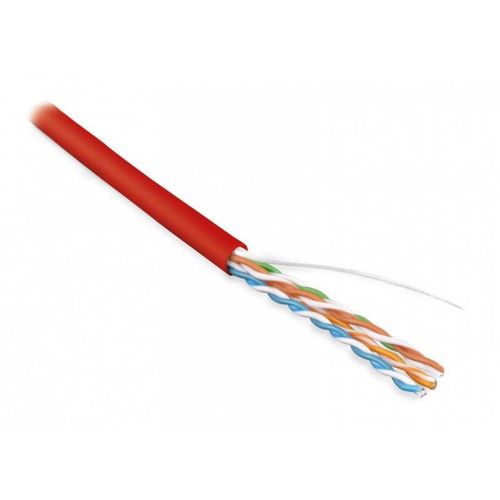 42012 Hyperline | Кабель витая пара U/UTP кат.5E 4 пары 24 AWG ож solid PVC -20град.C-+75град.C UUTP4-C5E-S24-IN-PVC-RD-305 красн. (уп.305м)