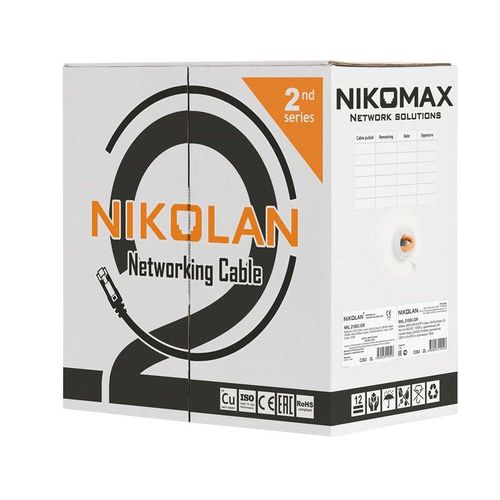 NKL 2140C-OR NIKOLAN | Кабель U/UTP кат.6 (класс E) 4 пары 24 AWG (0.53мм) тест по ISO/IEC 250МГц ож BC чистая медь внутр. LSZH нг(А)-HFLTx оранж. (уп.305м) NIKOLAN