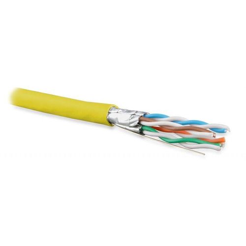 445120 Hyperline | Кабель витая пара U/FTP кат.6A (10GBE) 4 пары 23 AWG ож solid каждая пара в экране без общего экрана PVC UFTP4-C6A-S23-IN-PVC-YL-500 желт. (уп.500м)