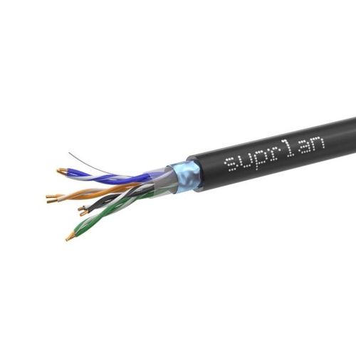 01-1028-1 SUPRLAN | Кабель витая пара F/UTP кат.5E 4х2х24AWG solid CU PE Outdoor Standard черн. (м)