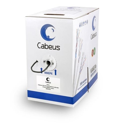 9781c Cabeus | Кабель витая пара U/UTP кат.5E 4х2х24AWG solid LSZH нг(А)-HF UTP-4P-Cat.5e-SOLID-LSZH-BK черн. (уп.305м)