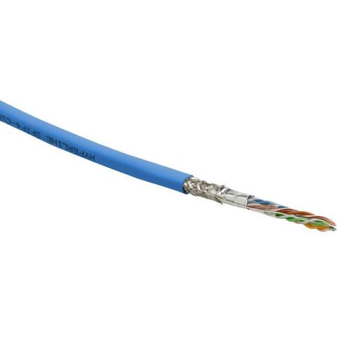 392840 Hyperline | Кабель витая пара SF/UTP кат.5E 4 пары 24 AWG ож solid экран-фольга + медн. оплетка PVC -20град.C-+75град.C SFUTP4-C5E-S24-IN-PVC-BL-305 гарантия: 15 лет компонентн. / 25 лет системн. син. (уп.305м)