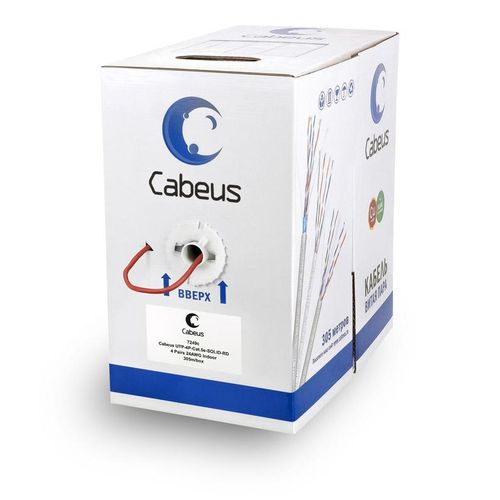 7249c Cabeus | Кабель витая пара U/UTP кат.5E 4х2х24AWG solid PVC нг(А)-LS UTP-4P-Cat.5e-SOLID-RD красн. (уп.305м)