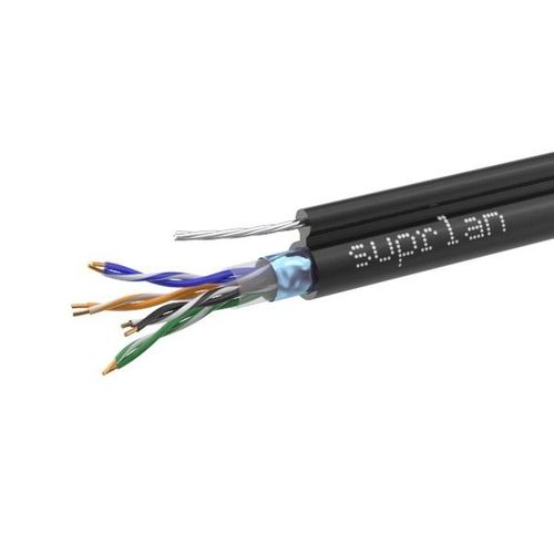 01-1026-1 SUPRLAN | Кабель витая пара F/UTP кат.5E 4х2х24AWG solid CU PE Outdoor Standard трос черн. (м)