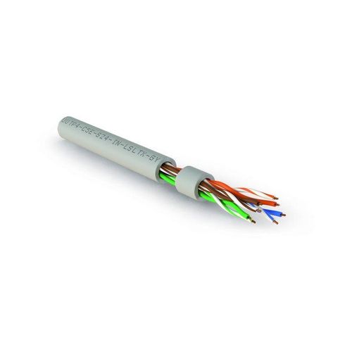 426001 Hyperline | Кабель витая пара U/UTP кат.5E 4х2х24AWG solid нг(А)-LSLTх UUTP4-C5E-S24-IN-LSLTх-GY-305 сер. (уп.305м)