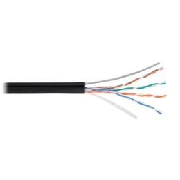 NKL 4805B-BK NIKOLAN | Кабель U/UTP кат.5E (класс D) 4 пары 24 AWG (0.5мм) тест по ISO/IEC 100МГц ож BC чистая медь внешн. PE до -60С с мж тросом 1.25мм черн. (уп.500м) NIKOLAN