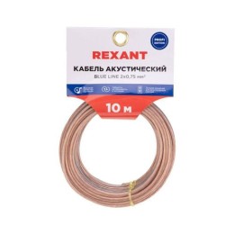 01-6204-3-10 Rexant | Кабель Stereo 2х0.75 прозр. BLUELINE (уп.10м)