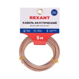 01-6204-3-05 Rexant | Кабель Stereo 2х0.75 прозр. BLUELINE (уп.5м)