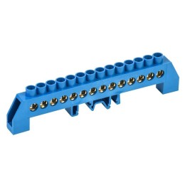 11-2319 Rexant | Шина "N" нулевая в комбинированном синем изоляторе на DIN-рейку 8x12мм 14 групп