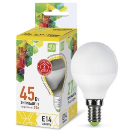 4690612002125 ASD | Лампа светодиодная LED-шар-standard 5Вт шар 3000К тепл. бел. E14 450лм 160-260В