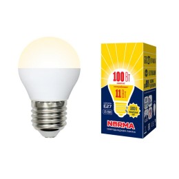 UL-00003835 Volpe | Лампа светодиодная LED-G45-11W/WW/E27/FR/NR Norma 11Вт матовая E27 (упак. картон)