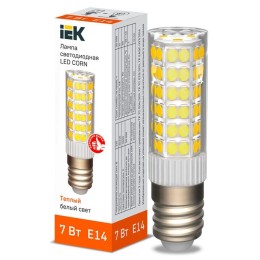 LLE-CORN-7-230-30-E14 IEK | Лампа светодиодная CORN 7Вт капсула 3000К E14 230В керамика