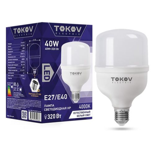 TKE-HP-E40/E27-40-4K TOKOV ELECTRIC | Лампа светодиодная 40Вт HP 4000К Е40/Е27 176-264В TOKOV