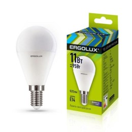 13629 Ergolux | Лампа светодиодная LED-G45-11W-E14-6K Шар 11Вт E14 6500К 172-265В