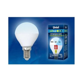 UL-00002376 Uniel | Лампа светодиодная LED-G45-6W/NW/E14 /FR/MB PLM11WH Multibright 6Вт шар матовая 4000К нейтр. бел. E14 100-50-10 (упак. картон)