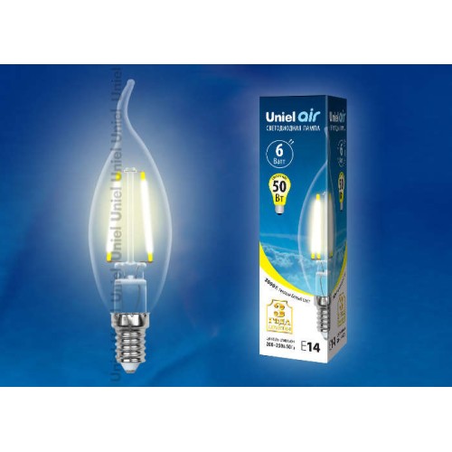 UL-00002199 Uniel | Лампа светодиодная LED-CW35-6Вт/WW/E14/CL GLA01TR прозр.