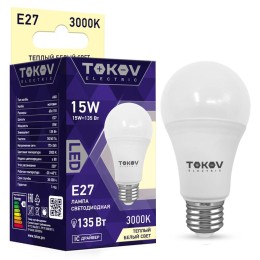 TKE-A60-E27-15-3K TOKOV ELECTRIC | Лампа светодиодная 15Вт А60 3000К Е27 176-264В TOKOV