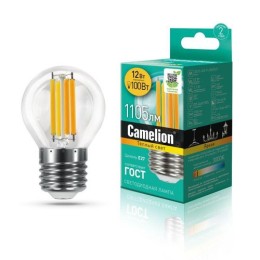 13714 Camelion | Лампа светодиодная филаментная LED12-G45-FL/830/E27 12Вт 220В