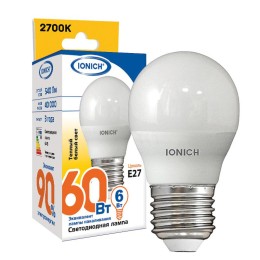 1564 IONICH | Лампа светодиодная ILED-SMD2835-G45-6-540-220-2.7-E27 (1094)