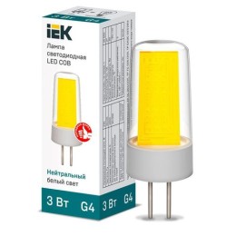 LLE-COB-3-230-40-G4 IEK | Лампа светодиодная COB 3Вт капсульная 4000К нейтр. бел. G4 230В керамика