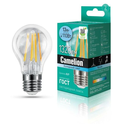 13717 Camelion | Лампа светодиодная филаментная LED13-A60-FL/845/E27 13Вт 220В