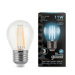105802211 GAUSS | Лампа светодиодная филаментная Black Filament 11Вт P45 шар 4100К нейтр. бел. E27 830лм