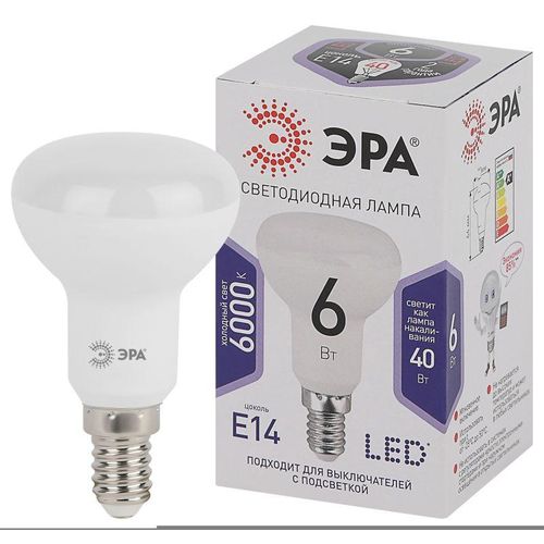 Б0048023 Эра | Лампа светодиодная LED R50-6W-860-E14 R50 6Вт рефлектор E14 холод. бел.