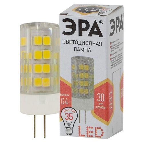 Б0027855 Эра | Лампа светодиодная JC-3.5w-220V-corn ceramics-827-G4 280лм