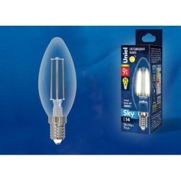 UL-00005160 Uniel | Лампа светодиодная LED-C35-9W/3000K/E14/CL PLS02WH Sky прозр. картон