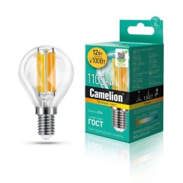 13712 Camelion | Лампа светодиодная филаментная LED12-G45-FL/830/E14 12Вт 220В